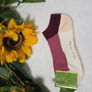 Kate Spade Colorblock Ankle Socks - Burgundy and Cream